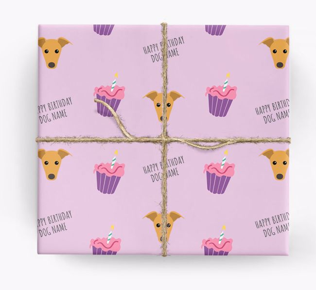 Personalized 'Happy Birthday' Cupcake Wrapping Paper with {breedFullName} Icons